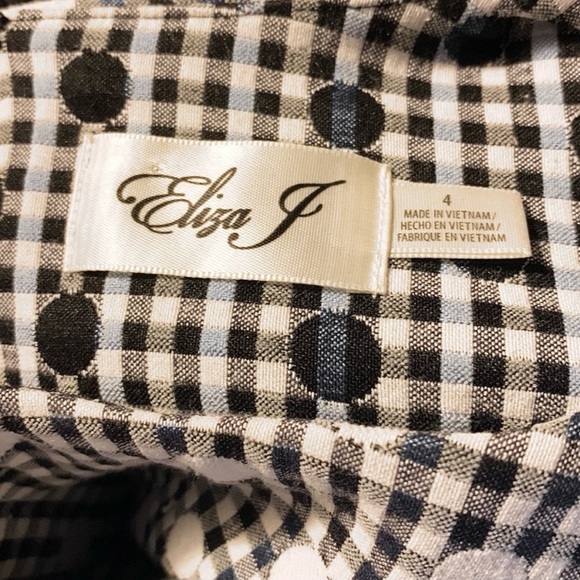 Eliza J Ruffle Sleeve Gingham Dot Shift Dress Size 4 - Picture 5 of 9
